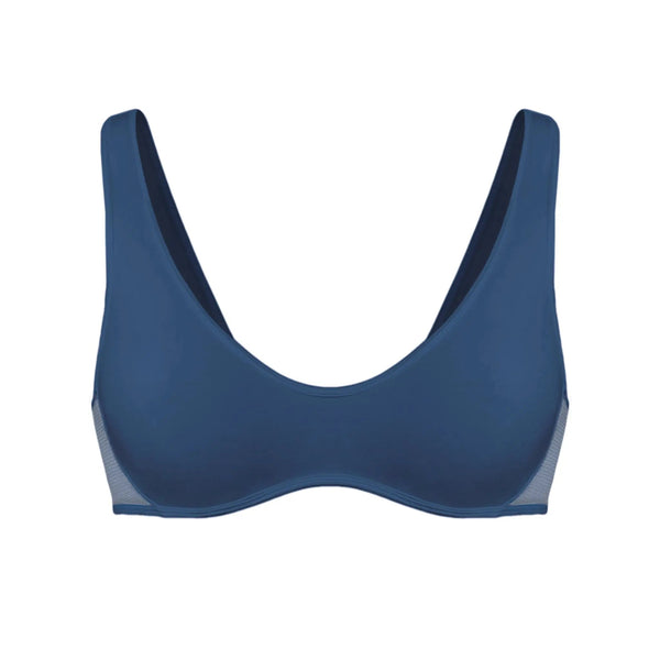 Core Scoop Neck Bralette Dark Denim Blue Pre-Order - Monique Morin Lingerie