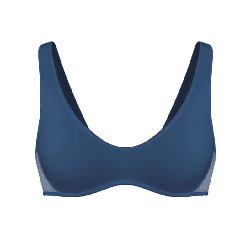 Core Scoop Neck Bralette Dark Denim Blue Pre-Order - Monique Morin Lingerie
