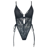 Product thumbnail Amphitrite Side Tie Bodysuit Black + - Monique Morin Lingerie