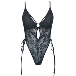 Amphitrite Side Tie Bodysuit Black - Monique Morin Lingerie