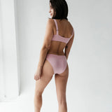 Product thumbnail Caress Sweetheart Bralette Fleur Pink - Monique Morin Model 34C wearing size S