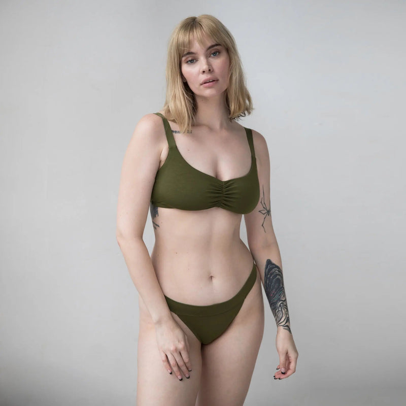 Caress Sweetheart Bralette Avocado - Monique Morin Lingerie