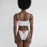 Product thumbnail Core Long Line Bralette Crystal - Monique Morin Model 5’8’’ 34B wearing size S