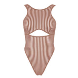 Product thumbnail Vertigo Cutout Bodysuit Mushroom - Monique Morin Lingerie