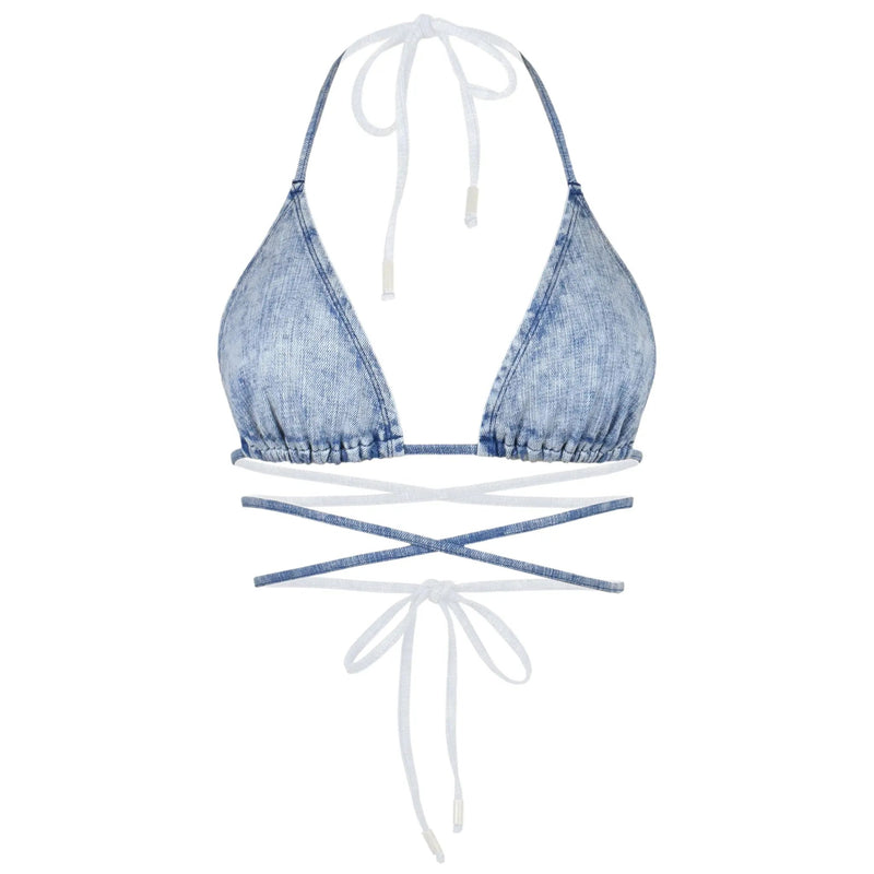 Bleach Denim Triangle Top - Monique Morin Lingerie
