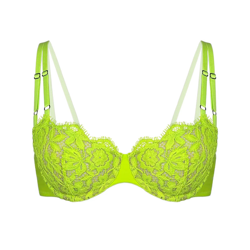 Frisson Balconette Bra Acid Green - Monique Morin Lingerie