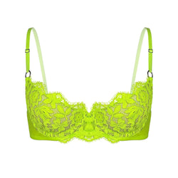 Frisson Lace Demi Bra Acid Green - Monique Morin Lingerie