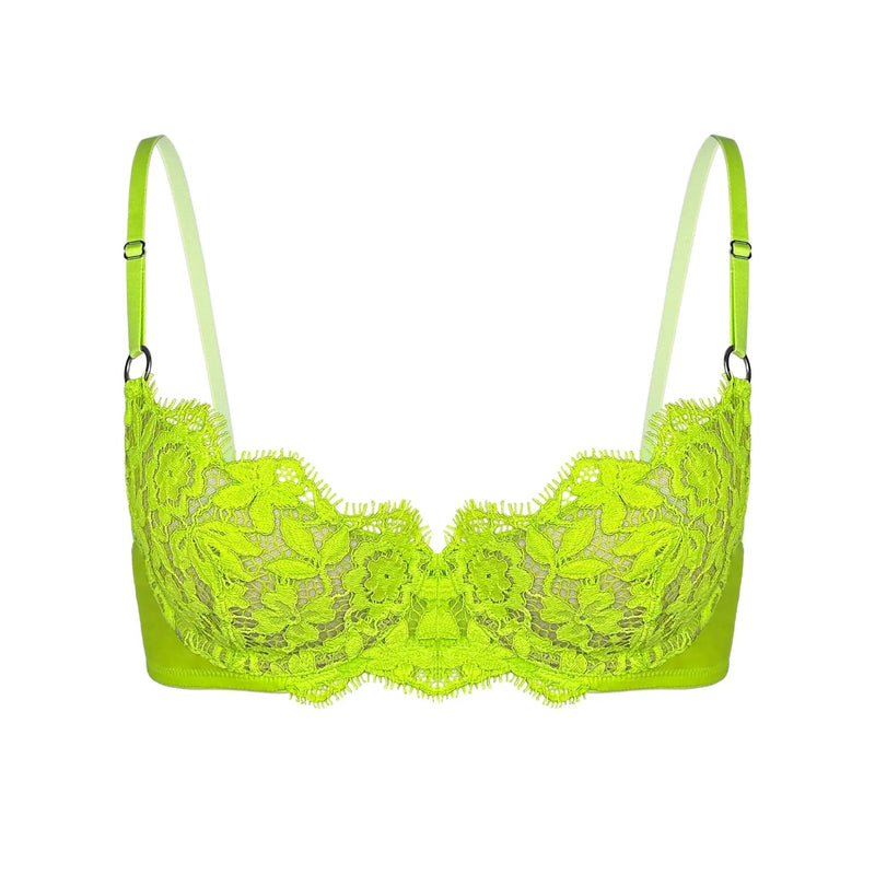 Frisson Lace Demi Bra Acid Green - Monique Morin Lingerie
