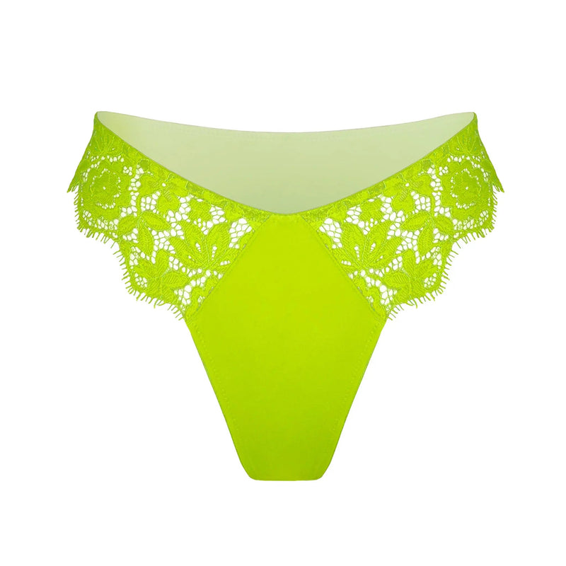 Frisson Hi Leg Panty Acid Green - Monique Morin Lingerie