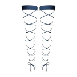 Crisscross Stay Up Dark Denim Blue - Monique Morin Lingerie