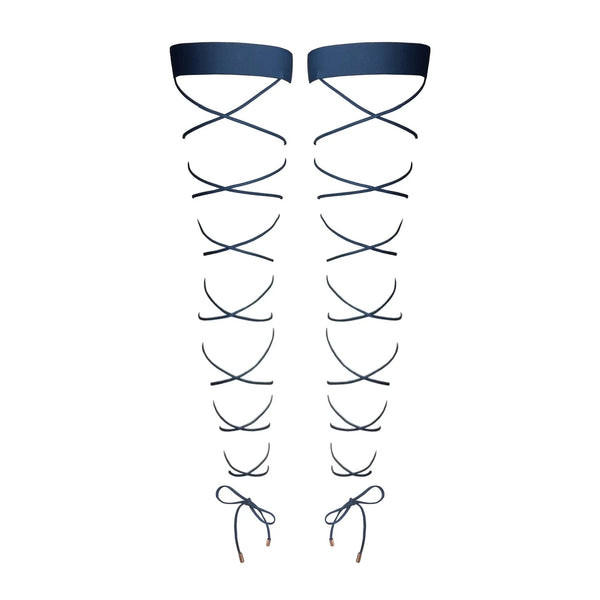 Crisscross Stay Up Dark Denim Blue - Monique Morin Lingerie