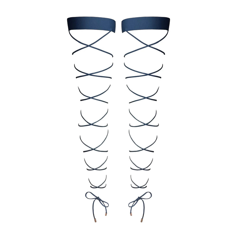 Crisscross Stay Up Dark Denim Blue - Monique Morin Lingerie