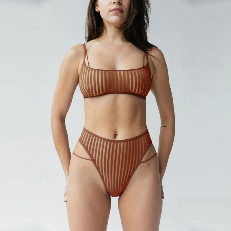 Vertigo Bralette Salted Caramel Monique Morin Model 5'7" 34C wearing size S