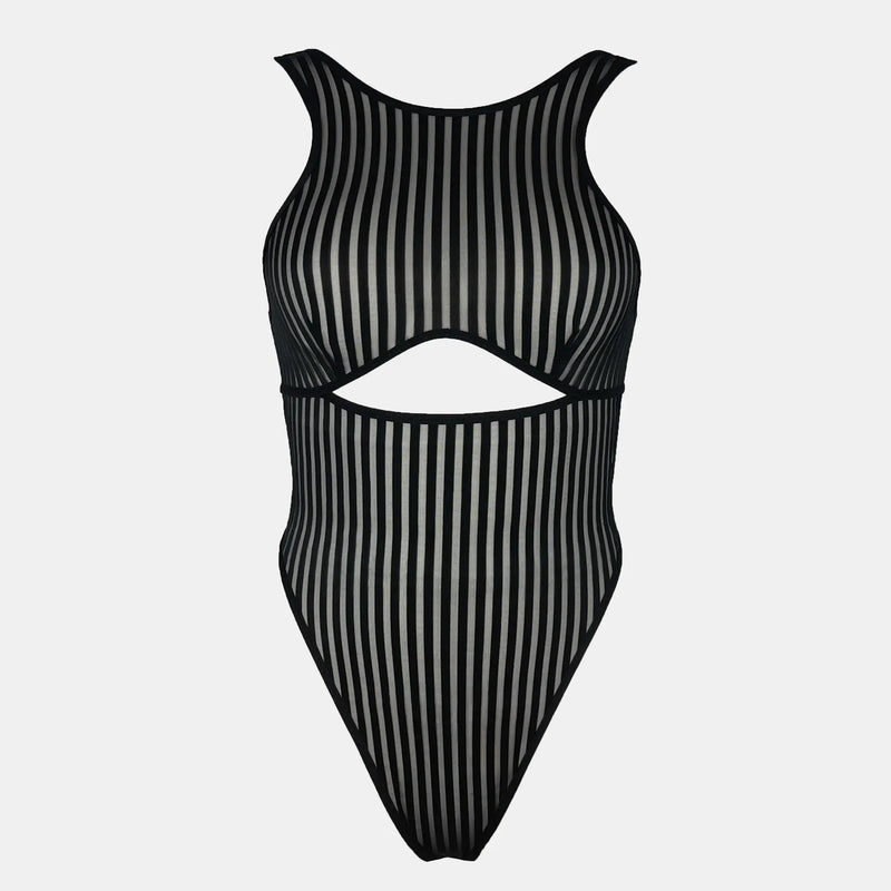 Vertigo Cutout Bodysuit Black Monique Morin 