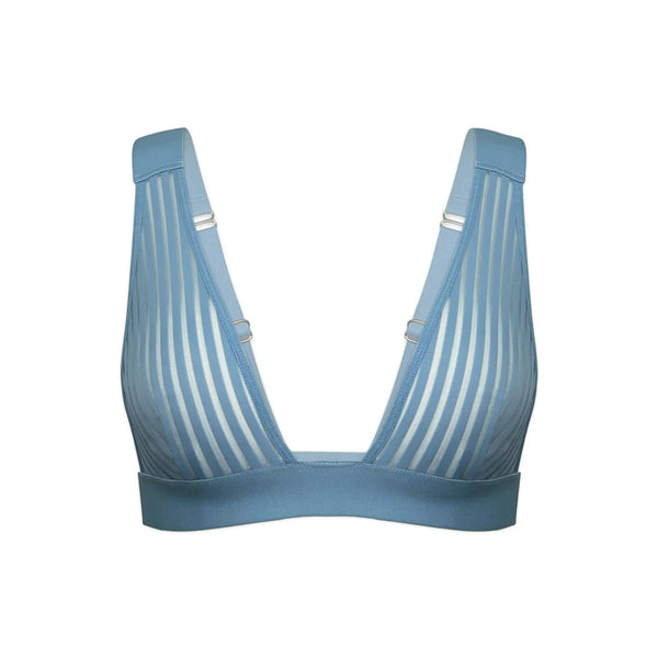 Vertigo V Neck Bralette Denim Blue - Monique Morin Lingerie
