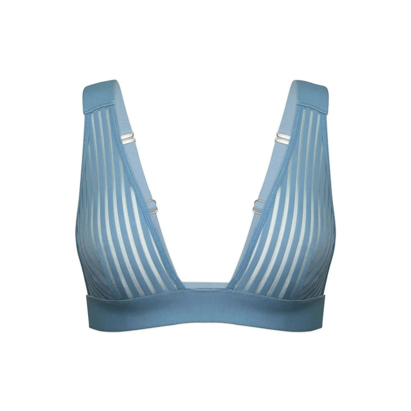 Vertigo V Neck Bralette Denim Blue - Monique Morin Lingerie