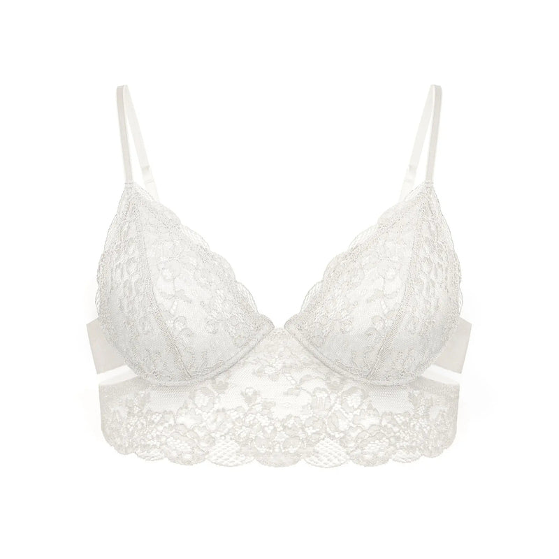 Wild Lace Long Line Bra Crystal - Monique Morin Lingerie