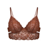 Product thumbnail Wild Lace Long Line Bra Salted Caramel - Monique Morin Lingerie