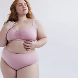 Product thumbnail Caress Sweetheart Bralette Fleur Pink - Monique Morin Model 40B wearing size 1X
