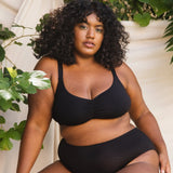 Product thumbnail Caress Sweetheart Bralette Black - Monique Morin Model 40DD wearing size 1X