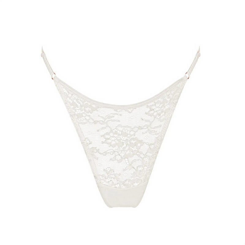 Wild Lace Adjustable Thong Crystal - Monique Morin Lingerie