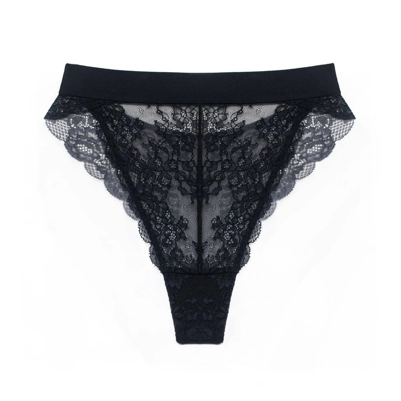 Wild Lace Hi Leg Black - Monique Morin Lingerie