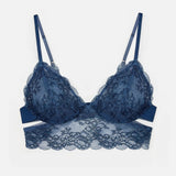 Product thumbnail Wild Lace Long Line Bra Dark Denim Blue - Monique Morin