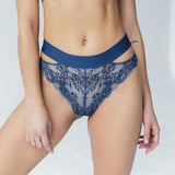 Product thumbnail Wild Lace Cheeky Panty Dark Denim Blue - Monique Morin Model 5'7